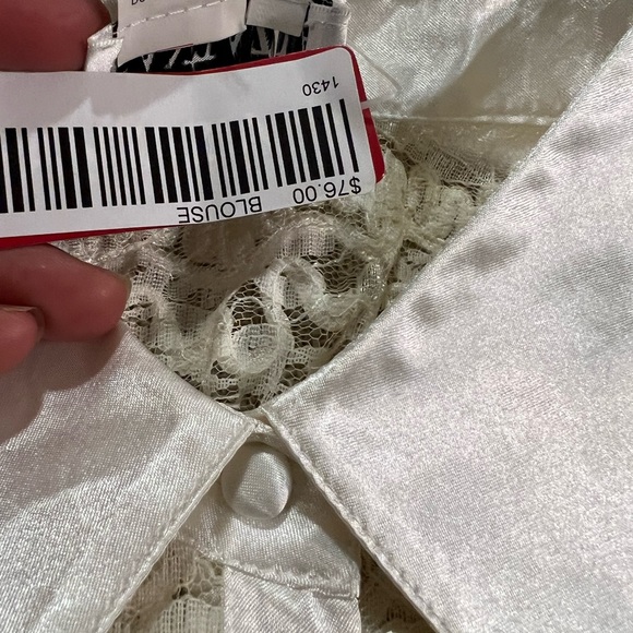 Fantazia Vintage lace Knit long sleeve blouse size S Small Sheer - Front Button - Picture 8 of 14